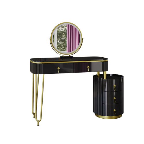 Coiffeuse Charlène 40630 Noir 100cm Avec Miroir LED