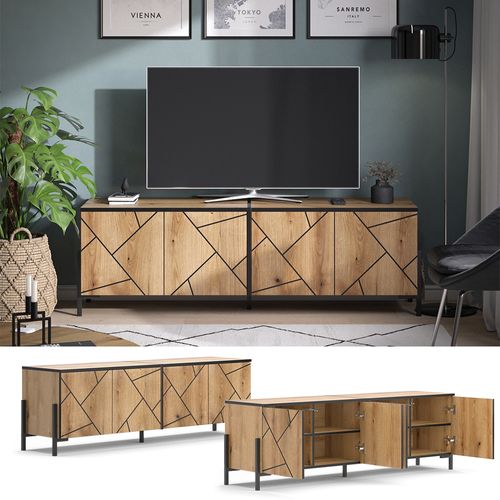 Meuble TV Hatto 40523 Chêne 156.8x50cm