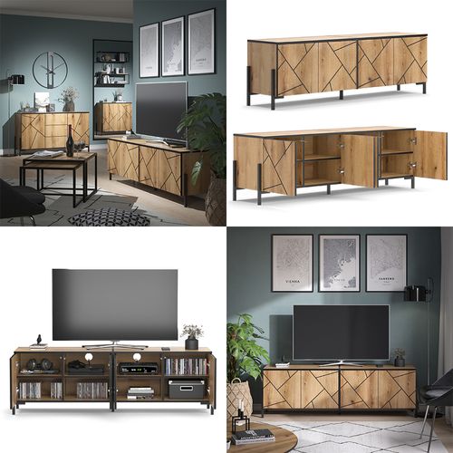 Meuble TV Hatto 40523 Chêne 156.8x50cm