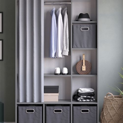Armoire Luigi 40726 Gris 38x178.1cm Avec Boîtes Pliantes (grises)