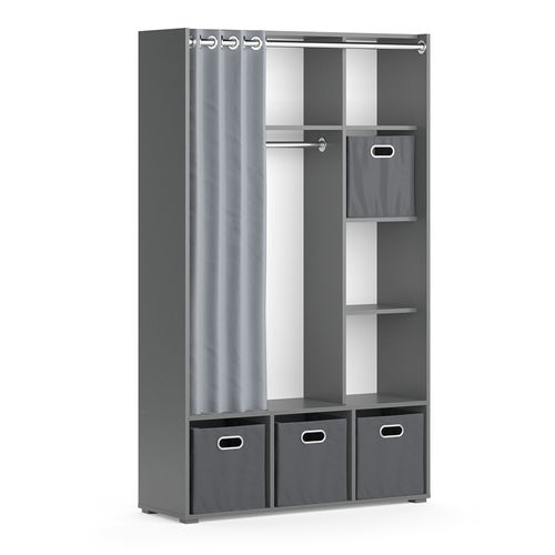 Armoire Luigi 40726 Gris 38x178.1cm Avec Boîtes Pliantes (grises)