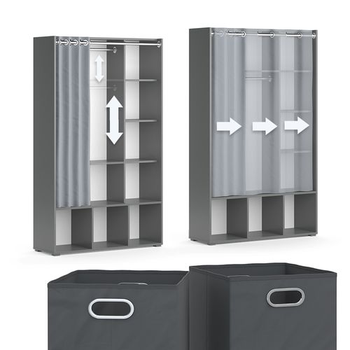 Armoire Luigi 40726 Gris 38x178.1cm Avec Boîtes Pliantes (grises)