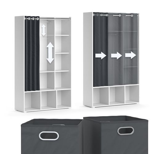 Armoire Luigi 40723 Blanc 38x178.1cm Avec Boîtes Pliantes (grises)