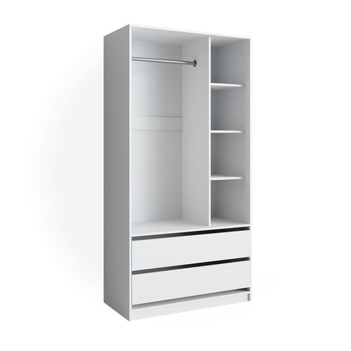 Armoire Pour Enfants Elmo, Blanc, 100x200cm Avec 2 Tiroirs