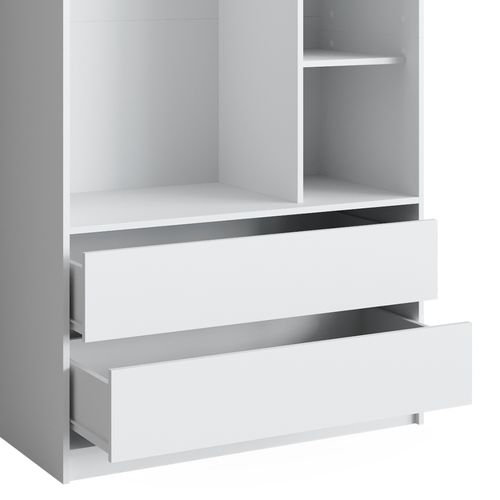 Armoire Pour Enfants Elmo, Blanc, 100x200cm Avec 2 Tiroirs