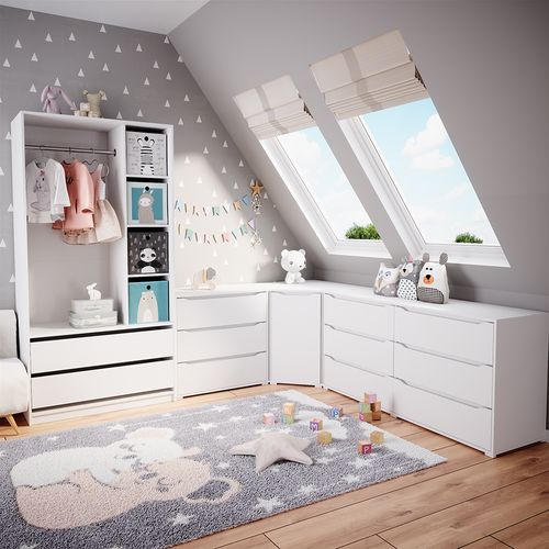 Armoire Pour Enfants Elmo, Blanc, 100x200cm Avec 2 Tiroirs