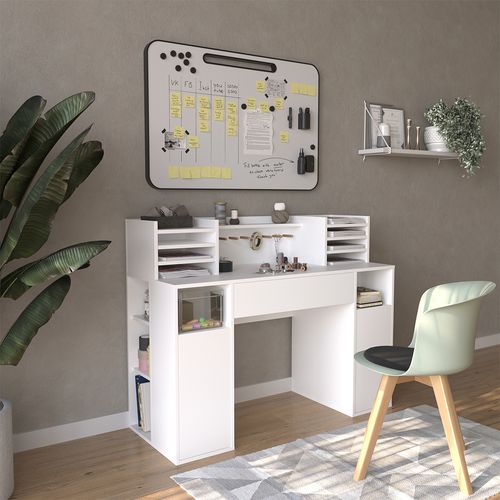 Bureau  40626 Blanc 126.8x50cm XL Avec Étagères