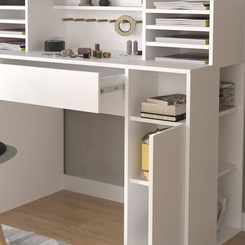 Bureau  40626 Blanc 126.8x50cm XL Avec Étagères