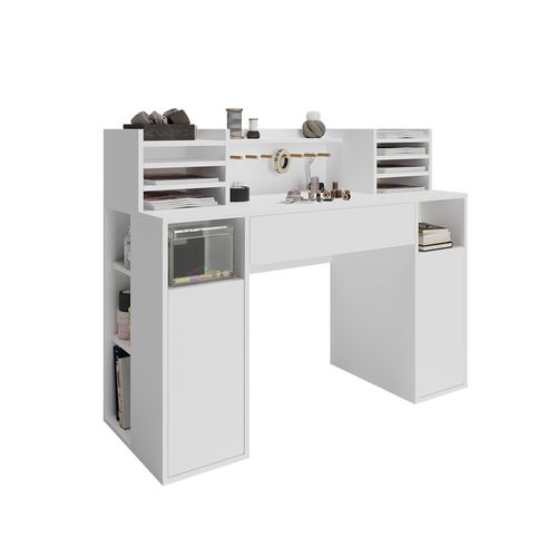 Bureau  40626 Blanc 126.8x50cm XL Avec Étagères
