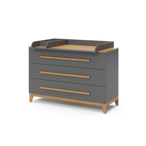 Commode à Langer Malia 40702 Gris 133x98cm XL Avec 3 Tiroirs