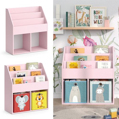 Bibliothèque Enfant Luigi 40727 Rose 72x79cm Sans Boîtes Pliantes