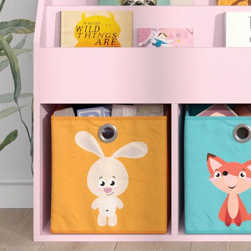 Bibliothèque Enfant Luigi 40767 Rose 72x79cm Avec 2 Boîtes Pliantes (renard, Lapin)