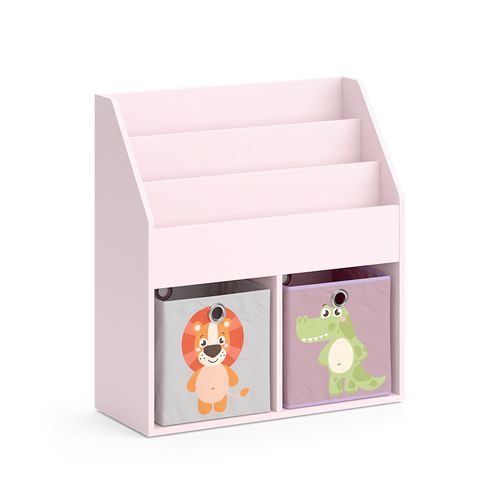 Bibliothèque Enfant Luigi 40769 Rose 72x79cm Avec 2 Boîtes Pliantes (lion, Crocodile)