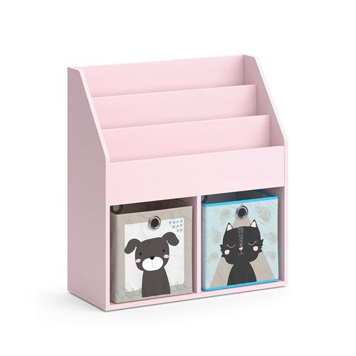 Bibliothèque Enfant Luigi 40770 Rose 72x79cm Avec 2 Boîtes Pliantes (chien, Chat)