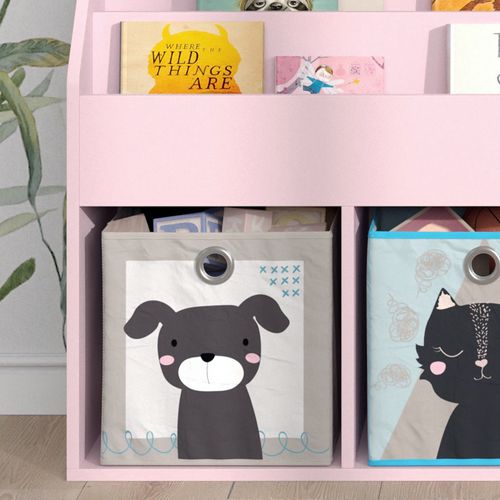 Bibliothèque Enfant Luigi 40770 Rose 72x79cm Avec 2 Boîtes Pliantes (chien, Chat)