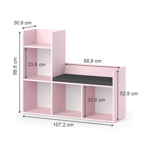 Bibliothèque Enfant Luigi 40728 Rose 107.2x88.6cm Sans Boîtes Pliantes