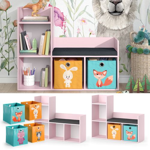 Bibliothèque Enfant Luigi 40774 Rose 107.2x88.6cm Avec 2 Boîtes Pliantes (multicolore)