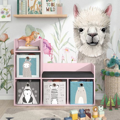 Bibliothèque Enfant Luigi 40773 Rose 107.2x88.6cm Avec 2 Boîtes Pliantes (grises)