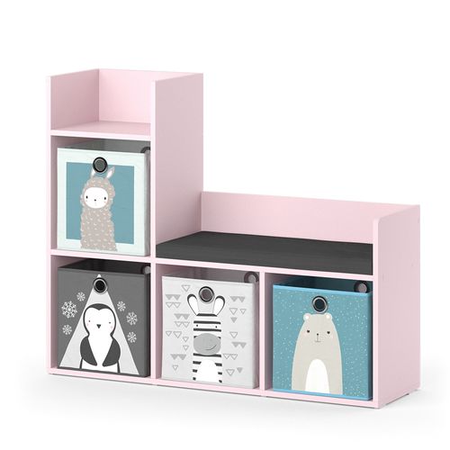 Bibliothèque Enfant Luigi 40773 Rose 107.2x88.6cm Avec 2 Boîtes Pliantes (grises)