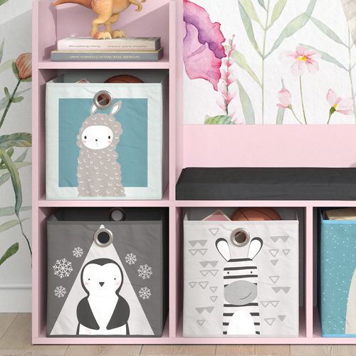Bibliothèque Enfant Luigi 40773 Rose 107.2x88.6cm Avec 2 Boîtes Pliantes (grises)