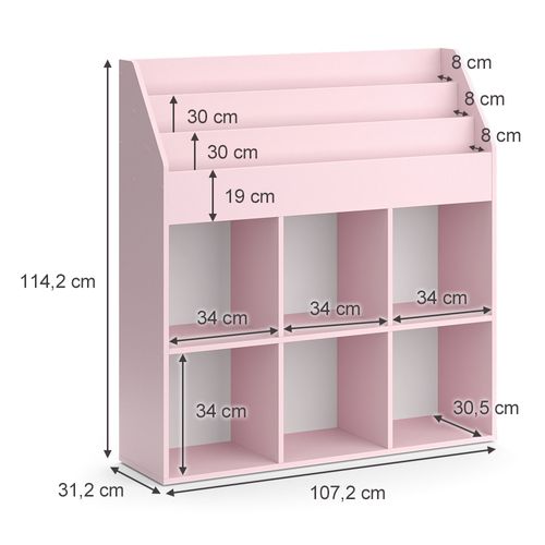 Bibliothèque Enfant Luigi 40729 Rose 107.2x114.2cm Sans Boîtes Pliantes