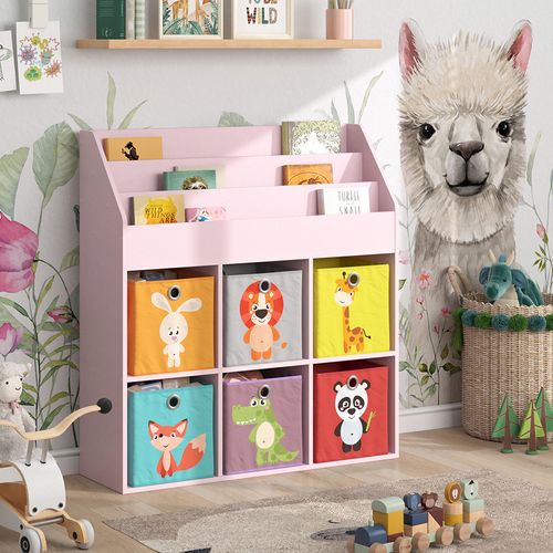 Bibliothèque Enfant Luigi 40775 Rose 107.2x114.2cm Avec 6 Boîtes Pliantes (multicolores)