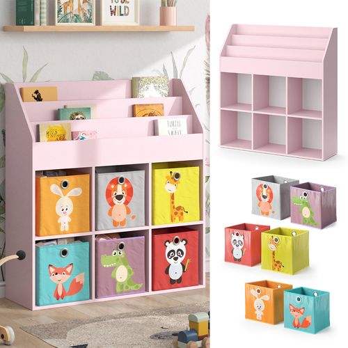 Bibliothèque Enfant Luigi 40775 Rose 107.2x114.2cm Avec 6 Boîtes Pliantes (multicolores)