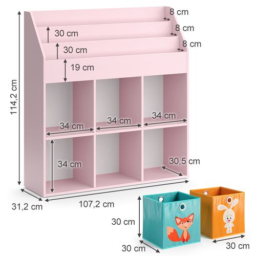 Bibliothèque Enfant Luigi 40775 Rose 107.2x114.2cm Avec 6 Boîtes Pliantes (multicolores)