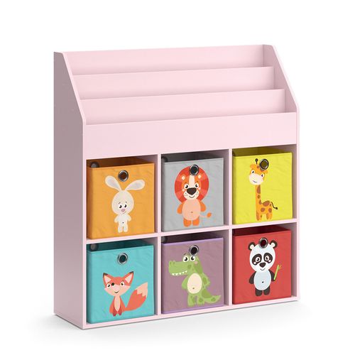 Bibliothèque Enfant Luigi 40775 Rose 107.2x114.2cm Avec 6 Boîtes Pliantes (multicolores)