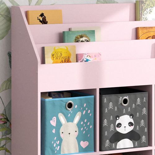Bibliothèque Enfant Luigi 40776 Rose 107.2x114.2cm Avec 6 Boîtes Pliantes (grises)