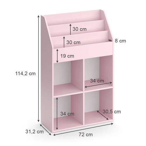 Bibliothèque Enfant Luigi 40730 Rose 72x114.2cm Sans Boîtes Pliantes