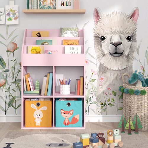 Bibliothèque Enfant Luigi 40778 Rose 72x114.2cm Avec 2 Boîtes Pliantes (colorées)