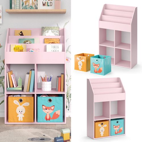 Bibliothèque Enfant Luigi 40778 Rose 72x114.2cm Avec 2 Boîtes Pliantes (colorées)