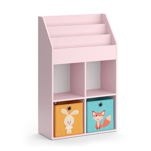 Bibliothèque Enfant Luigi 40778 Rose 72x114.2cm Avec 2 Boîtes Pliantes (colorées)