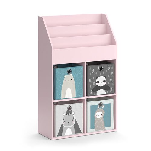 Bibliothèque Enfant Luigi 40777 Rose 72x114.2cm Avec 4 Boîtes Pliantes