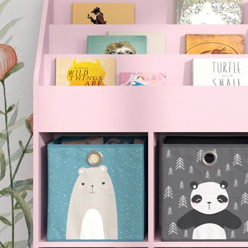 Bibliothèque Enfant Luigi 40777 Rose 72x114.2cm Avec 4 Boîtes Pliantes