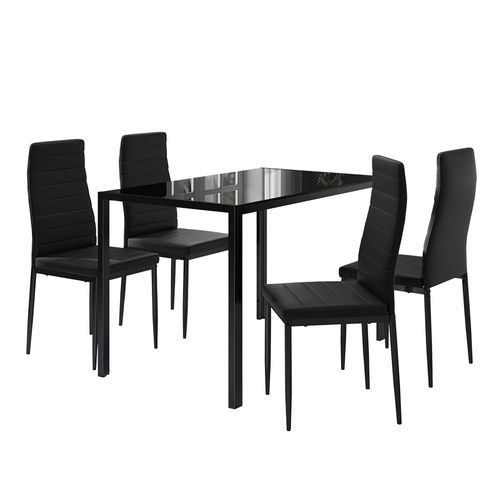 Ensemble De Table à Manger Grand 40758 Noir 120x75cm Lot De 4