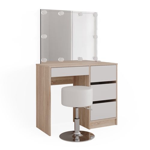 Coiffeuse Sherry 40833 Sonoma 90cm Avec Éclairage LED Et Tabouret