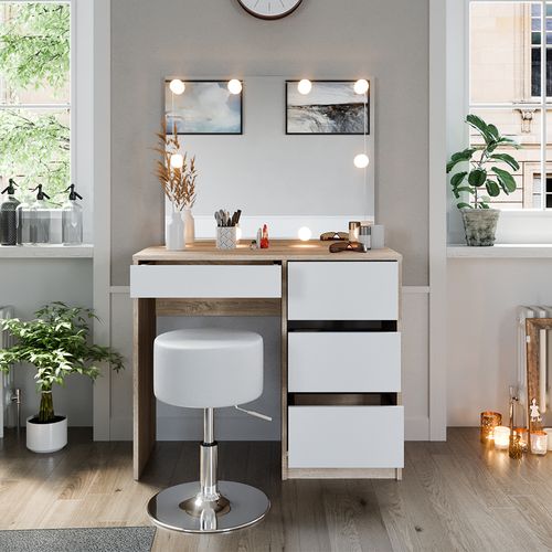 Coiffeuse Sherry 40833 Sonoma 90cm Avec Éclairage LED Et Tabouret