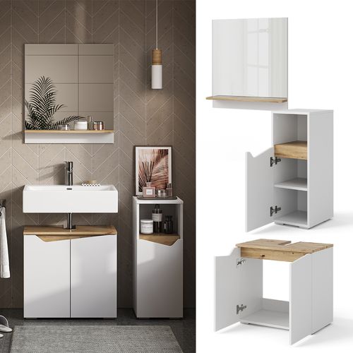 Ensemble Meubles Bain Marelle, Blanc, 3 Pièces