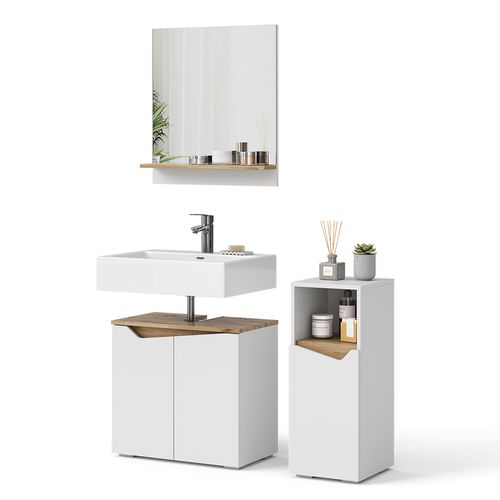 Ensemble Meubles Bain Marelle, Blanc, 3 Pièces