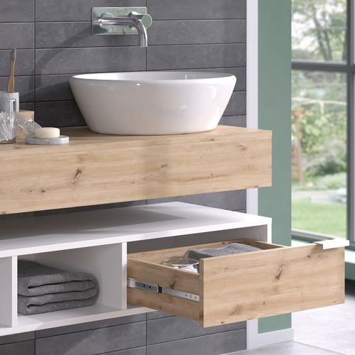 Meuble Sous Vasque Simple Henri 40823 Blanc 100x15cm Avec Tiroir