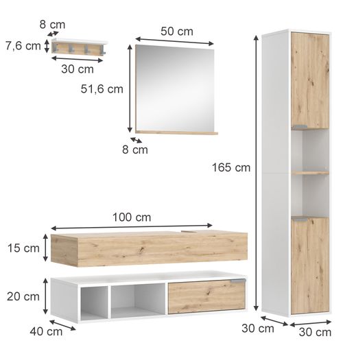 Meubles Bain Henri 40854 Blanc 5 Pièces