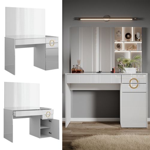 Coiffeuse Adela 40855 Blanc 115cm Avec Miroir