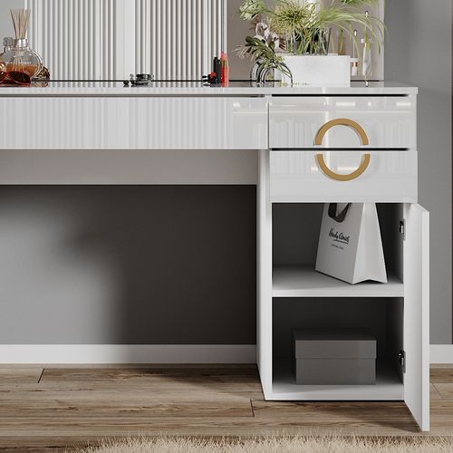 Coiffeuse Adela 40855 Blanc 115cm Avec Miroir