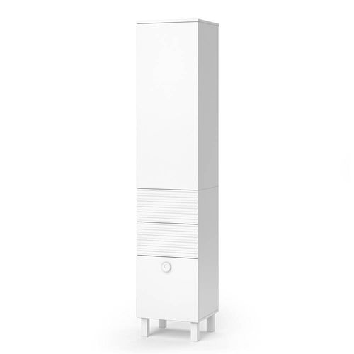 Colonne De Salle De Bain Sola, Blanc, 40.2x192.4cm Avec Porte Et Tiroirs