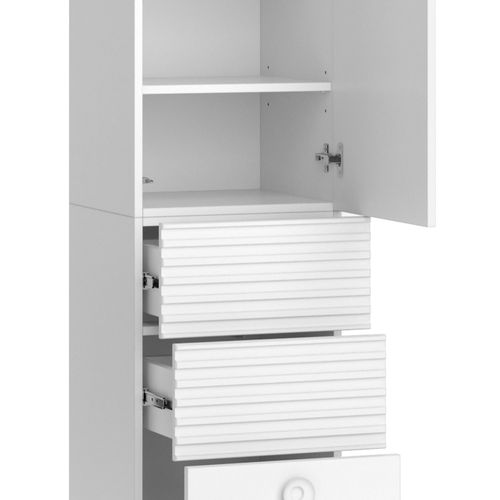 Colonne De Salle De Bain Sola, Blanc, 40.2x192.4cm Avec Porte Et Tiroirs