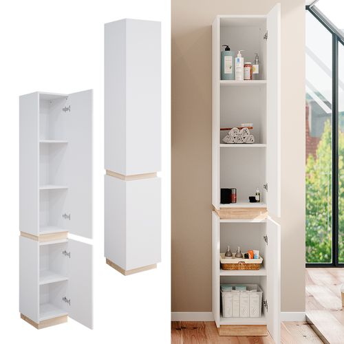 Colonne De Salle De Bain Gloria, Blanc, 33x197.5cm Avec 2 Portes