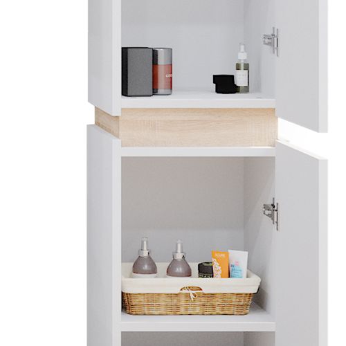 Colonne De Salle De Bain Gloria, Blanc, 33x197.5cm Avec 2 Portes