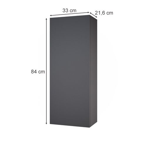 Demi Colonne De Salle De Bain Gloria, Anthracite, 33x84cm Avec 2 Étagères